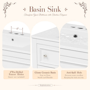 Bathroom Vanity With Medicine Cabinet, Storage Cabinet With 4 Drawers, Adjustable Shelf Mirror