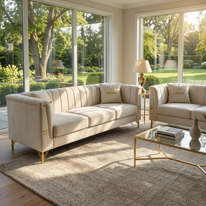 FX-P82-2PC Sofa - Modern Velvet Upholstered Sofa Set of 2
