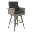 Outdoor Rattan Swivel Barstool With Water Resistant Cushion - Mixed Black / Dark Gray - Best Buy Furniture