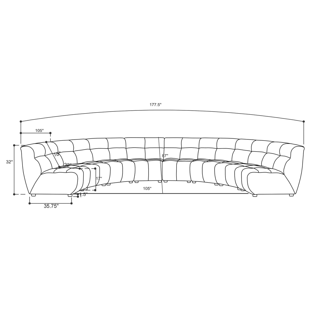 Sycamore - 8 Piece Upholstered Sectional Sofa With Curved Design - Ivory