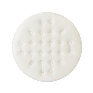 Elegant Round Ottoman Footstool With Studded Rim