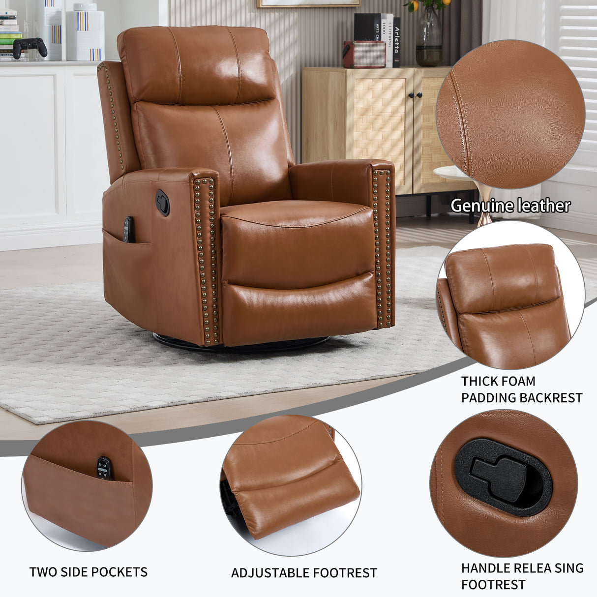 Deep Swivel Recliner and Massage Chair