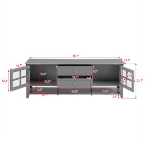 TV Stand, Entertainment Center With Dual Drawers And Hidden Storage, Cabinet With Soft Closing Doors And Sleek Panel Design