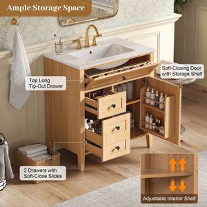 Bathroom Vanity With Sink, Soft Closing Cabinet