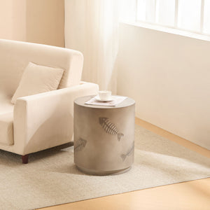 Rustic Magnesium Oxide Side Table With Fish Pattern Design - Gray - Best Buy Furniture