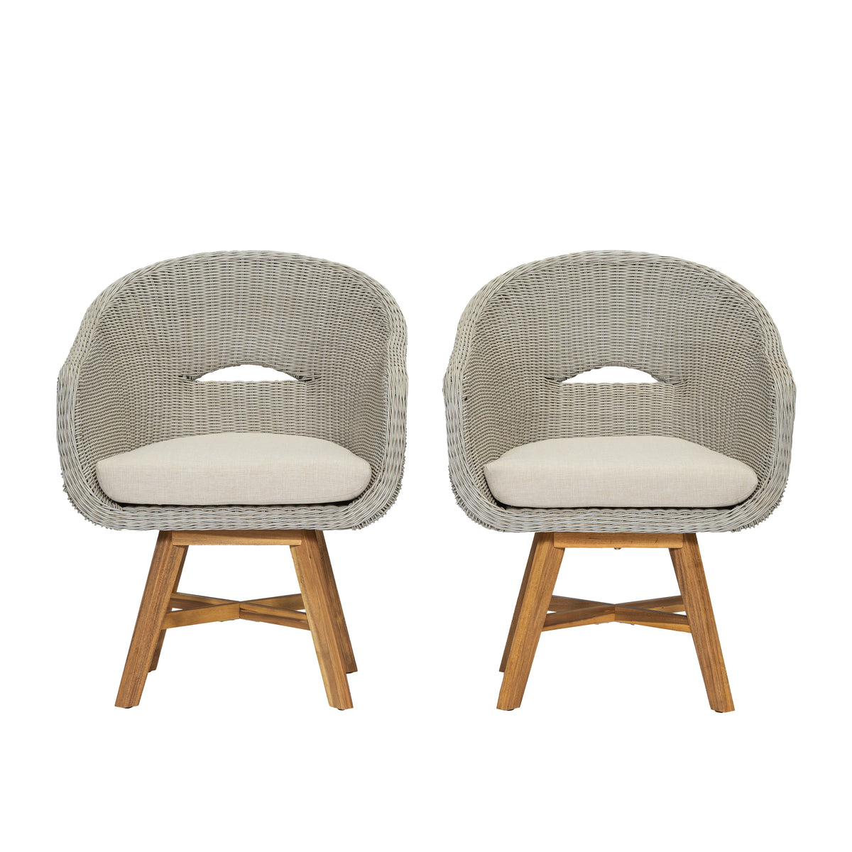 Outdoor Dining Arm Chair with Cushion, Set of 2