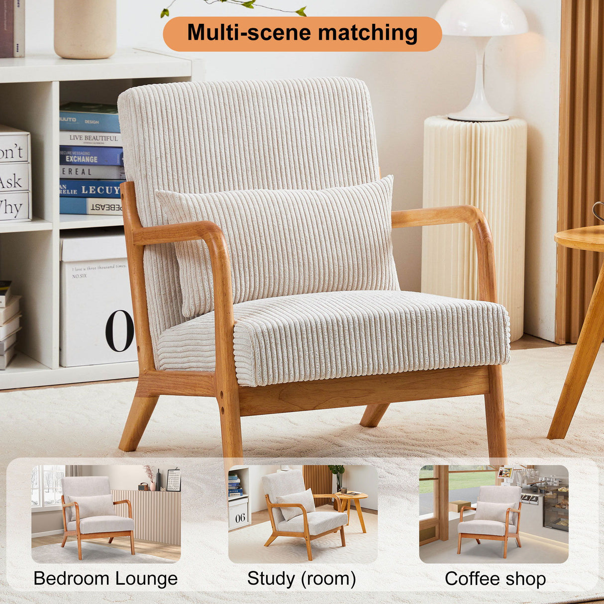 Accent Arm Chair With Pillow Upholstered