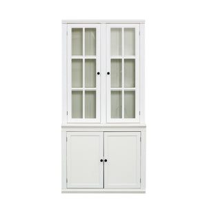 Retro Style Hutch Cabinet With Glass Door, China Cabinet For Home
