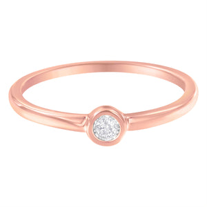 14K Rose Gold Plated .925 Sterling Silver Miracle Set Diamond Ring (1/20 Cttw, J-K Color, I1-I2 Clarity) - Size 6
