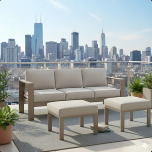 All-Weather Patio Ottomans With Thick Cushions (Set of 2)