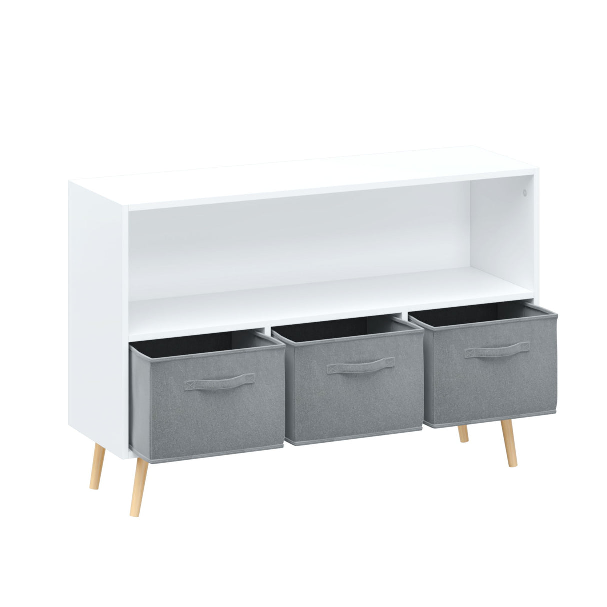 Bookcase With Collapsible Drawers, Book Display Organizer
