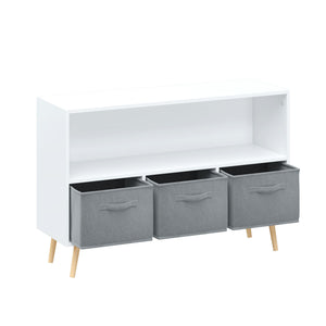 Bookcase With Collapsible Drawers, Book Display Organizer