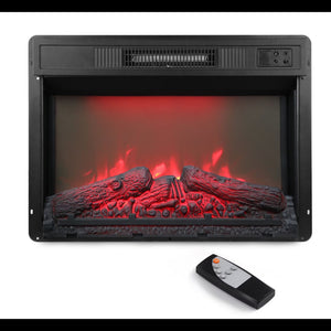 Electric Fireplace Insert Heater With Multicolor Flames, Remote Control - Black