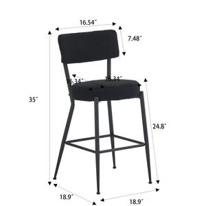 Modern Teddy Fabric Upholstered Bar Stools - Legs