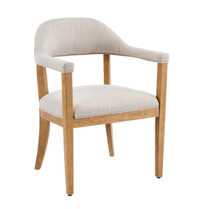 Wood Frame Upholstered Dining Chairs with Armrests (Set of 2)