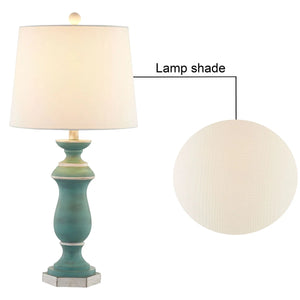 27-Inch Traditional Resin Table Lamp with 3-Way Dimming, Green, Set of 2