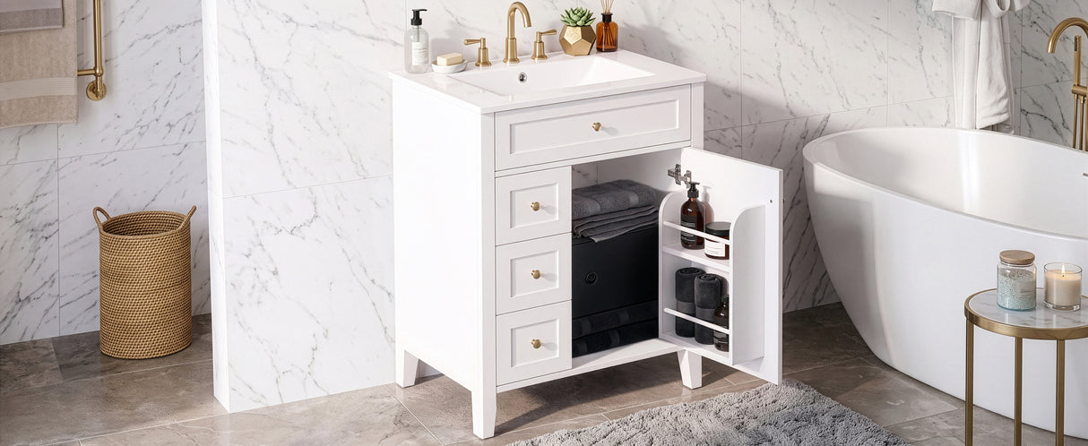 24" Modern Bathroom Vanity with Ceramic Sink