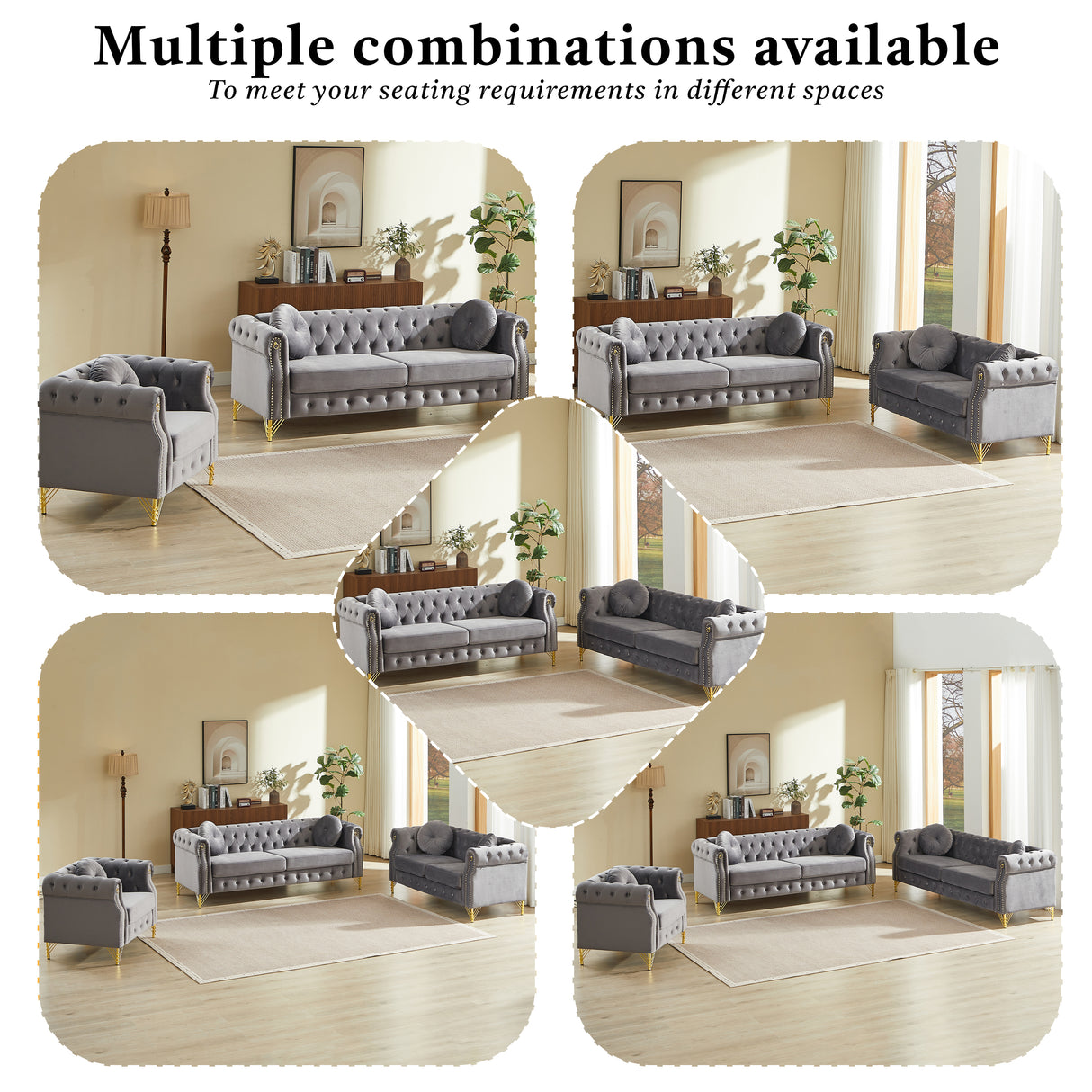 82-Inch Velvet Chesterfield Sofa