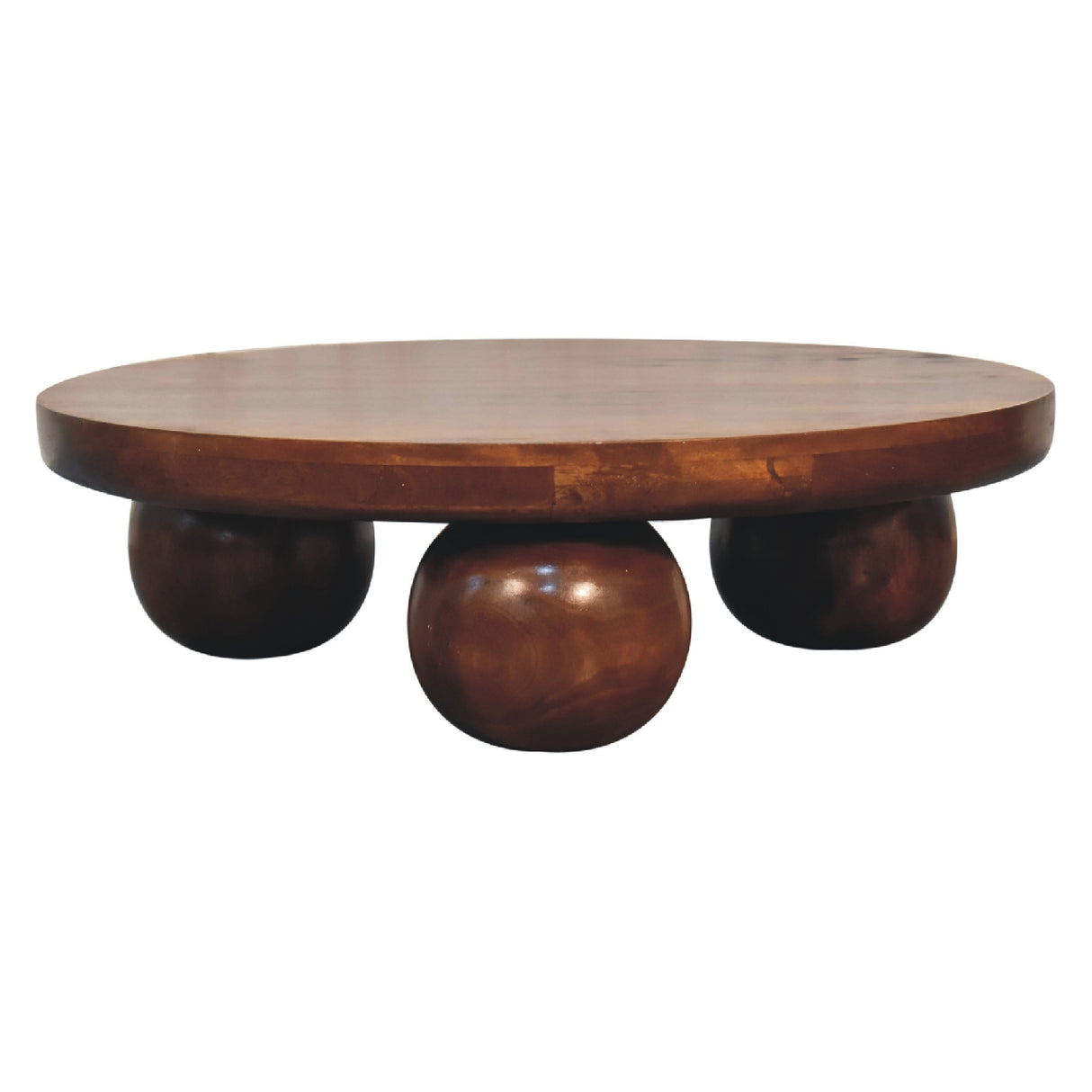 Solid Wood Central Ball Table, Chestnut
