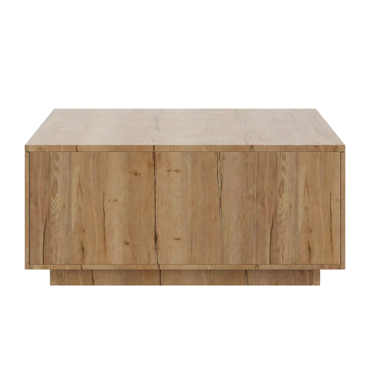 33.25-Inch Square Coffee Table with 4 Drawers, Natural