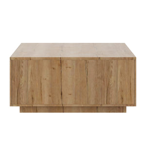 33.25-Inch Square Coffee Table with 4 Drawers, Natural