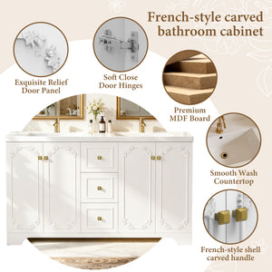 60" White French Bathroom Vanity