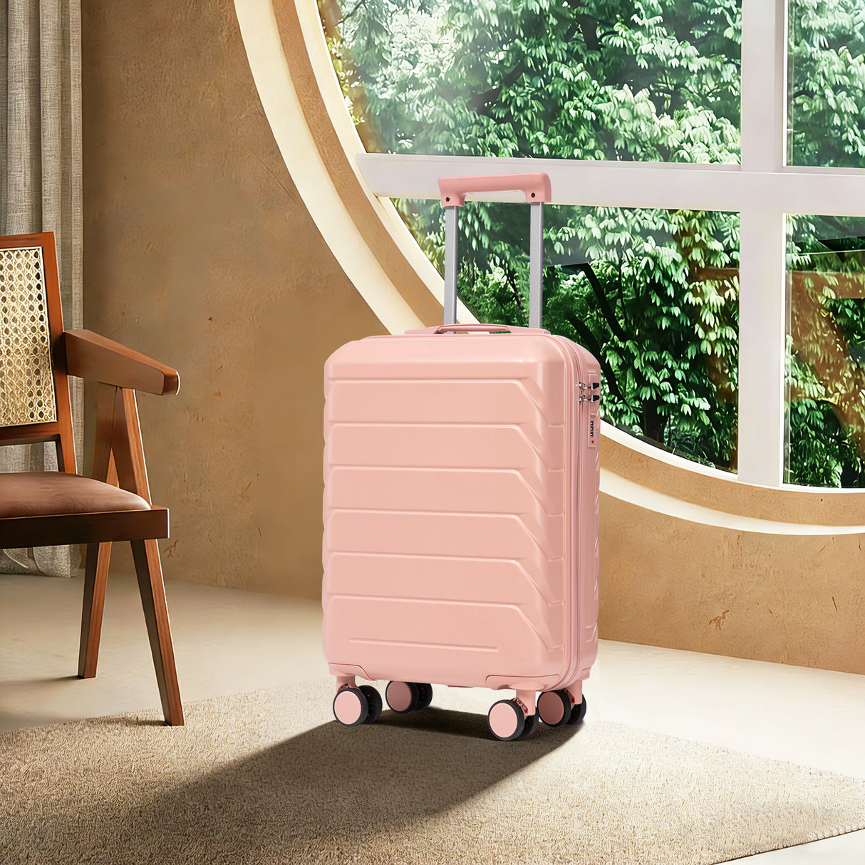 20 Inch ABS Hard Shell Travel Checked Luggage - Pink