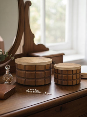Set of 2 Textured Wood Box