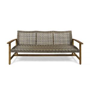 Outdoor 3 Seater Sofa With Rattan Cover - Gray - Best Buy Furniture