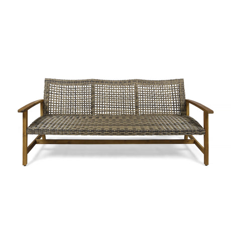 Outdoor 3 Seater Sofa With Rattan Cover - Gray - Best Buy Furniture