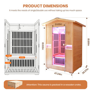 2000W Canadian Hemlock Double Outdoor Far Infrared Sauna