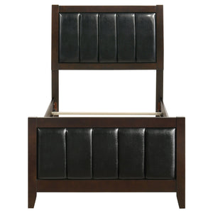 Twin Panel Bed With Headboard And Tapered Legs - Brown