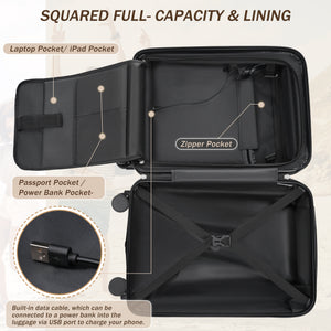 Hardside Luggage Set - 5 Piece with USB Port & TSA Lock