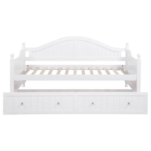 Twin Daybed With Trundle Storage Bed - White
