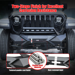 X Style Front Bumper with Winch Plate Compatible with Wrangler JK (2007-2017)