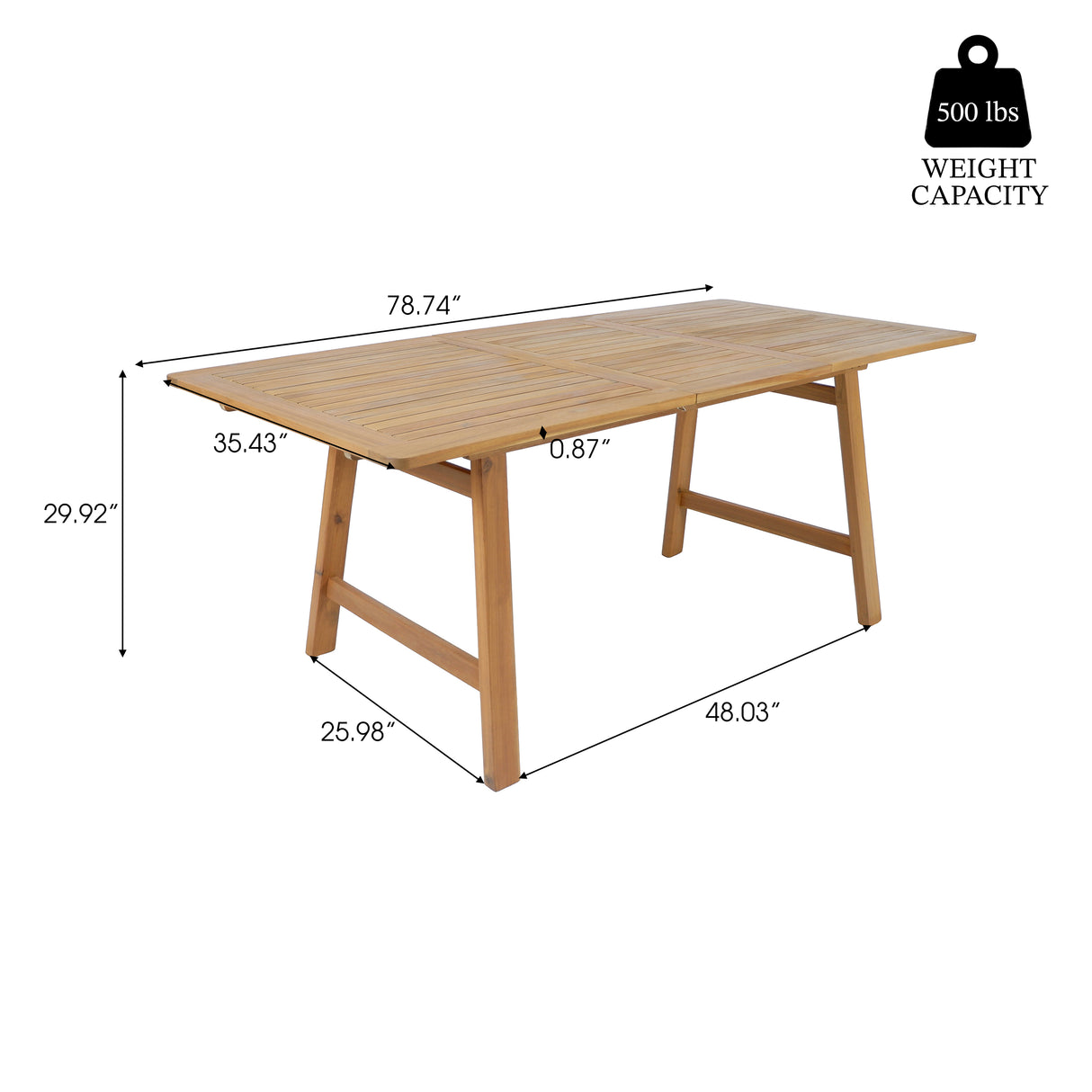 Extendable Acacia Wood Outdoor Dining Table