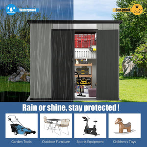 6x8FT Outdoor Resin Storage Shed with Transparent Windows & Louvered Vents