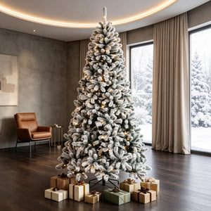 7.5 ft Pre-Lit Flocked Fraser Fir Artificial Christmas Tree
