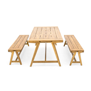 Outdoor 3-Piece Picnic Table Set in Acacia Wood