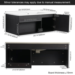 Wall Mounted Floating Bathroom Vanity With Open Shelf & Soft Close Door