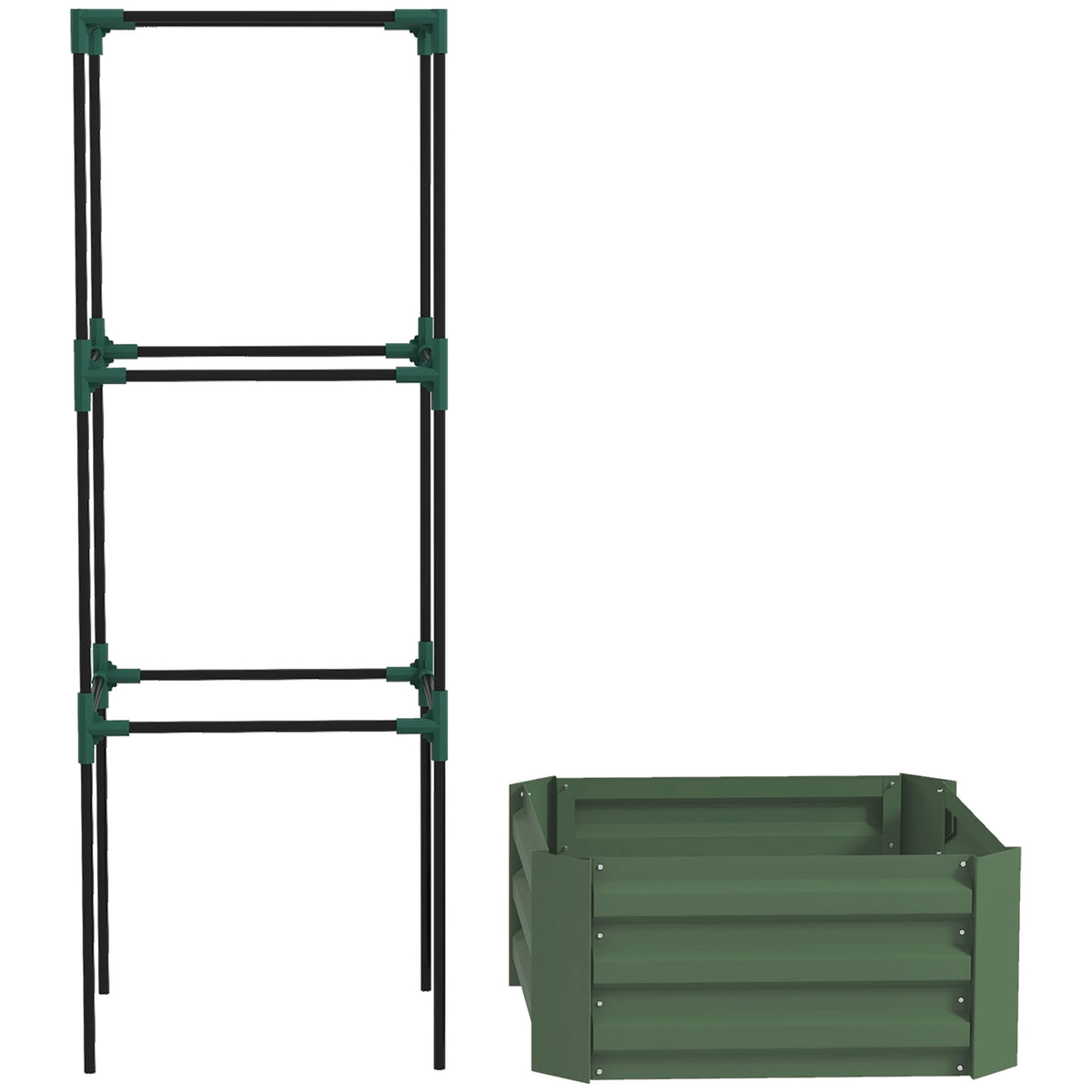 Outsunny 55" Tall Galvanized Raised Garden Bed with Trellis