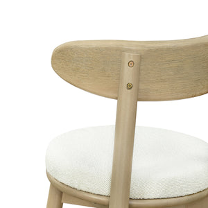 Round Cushion Bar Stools (Natural Ash + Beige)