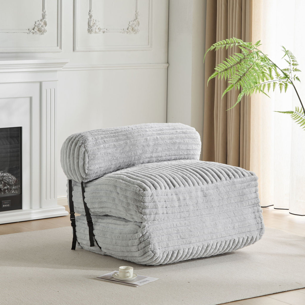Latina - Indoor Foldbable Bean Bag Lounge Chair - Light Gray - Best Buy Furniture