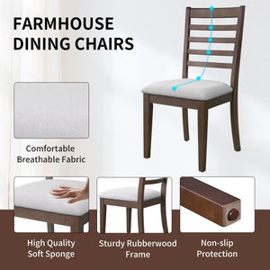 Extendable Dining Set, Farmhouse Extendable Table With Upholstered Chairs