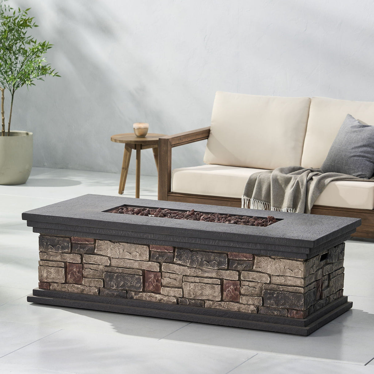 Fire Pit With Lightweight Concrete And Steel Frame