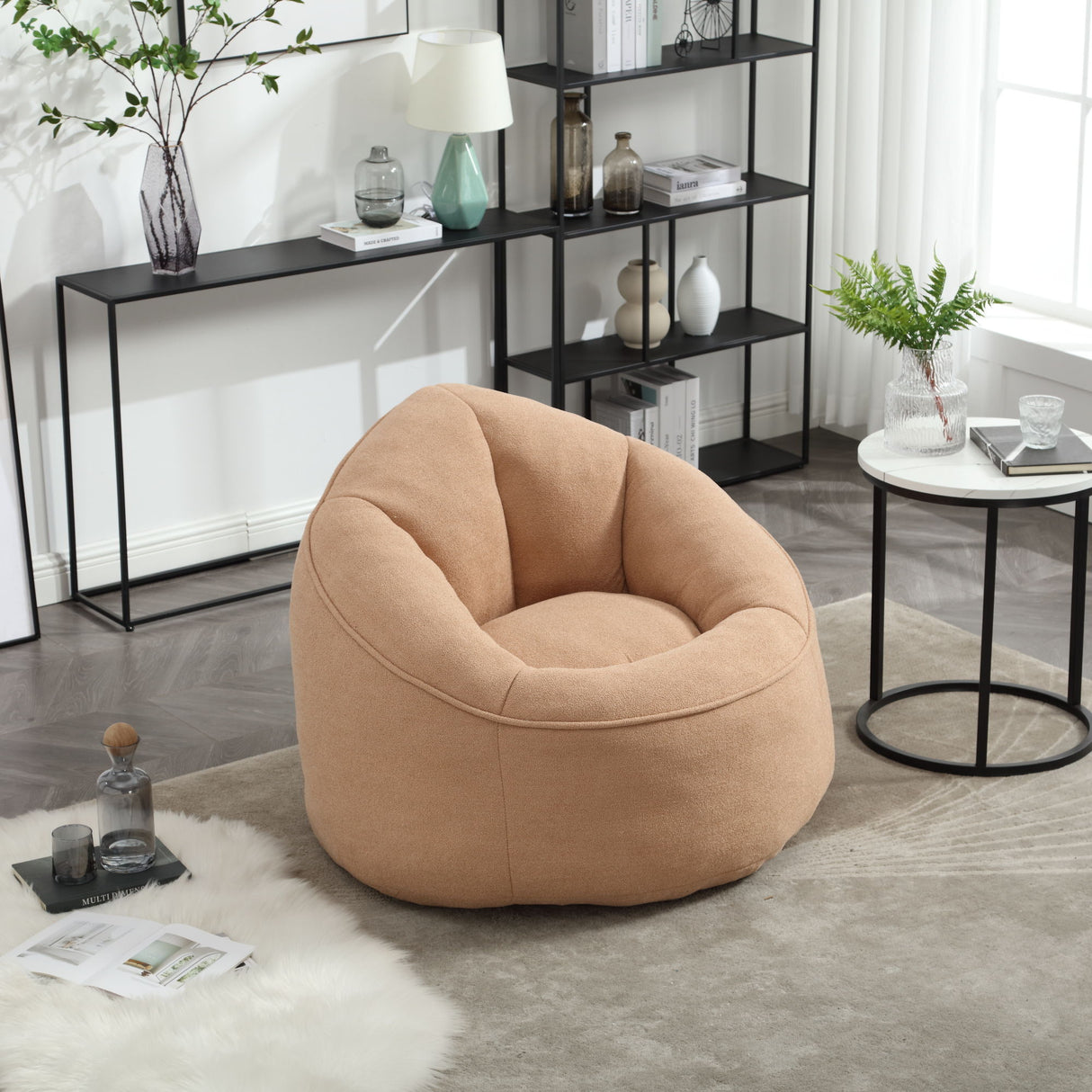 Bedding Bean Bag Sofa Chair High Pressure Foam With Footrest