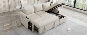 83.5" L-Shaped Sofa Couch Convertible Sofa Bed