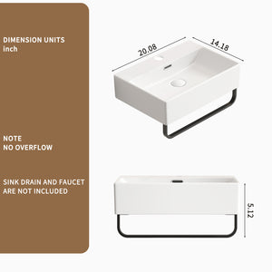 White Vessel Sink with Towel Rack
