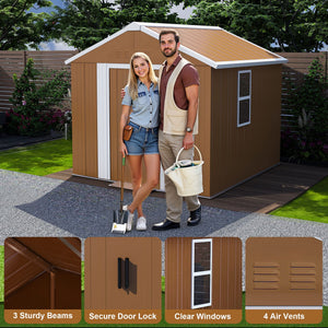 Heavy Duty Metal Storage Shed With Windows, Lockable Door & Ventilation