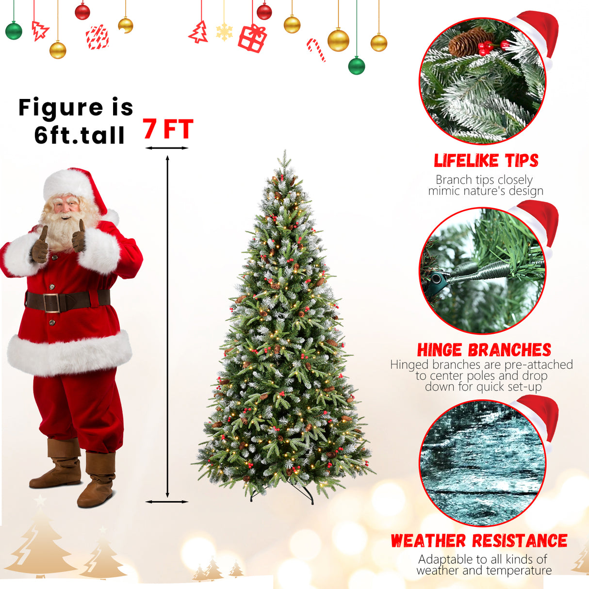 5FT Christmas Tree with 250 Warm Lights